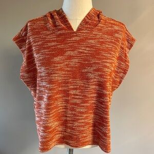 Cropped oversized Small cotton lightweight hoody Heather orange short sleeve SM